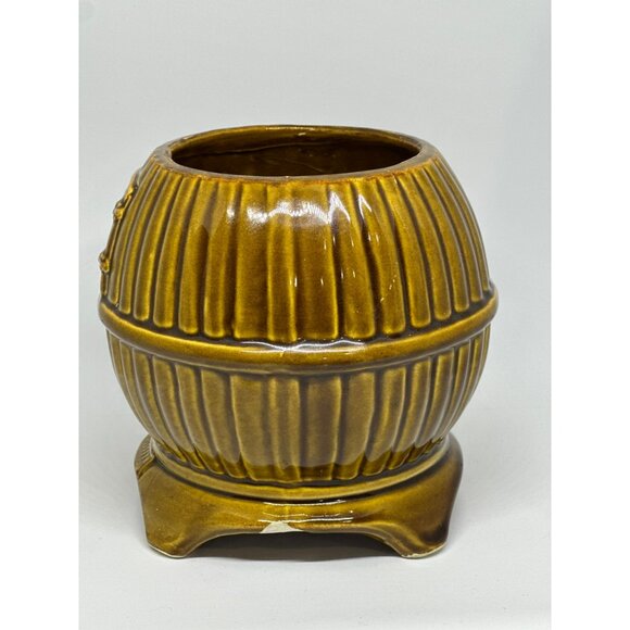 VTG Pfaltzgraff USA Cookie Stove Jar Canister Brown Barrel Design - Picture 7 of 10